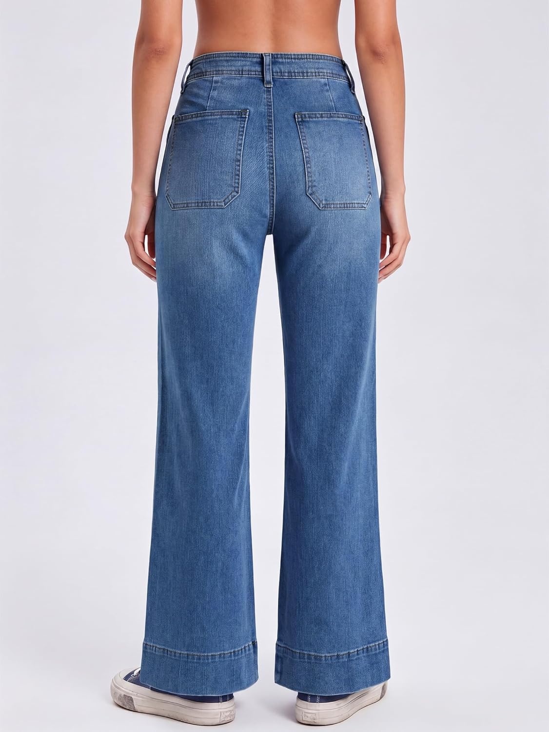 image:imageEMMIOL Womens 2026 Wide Leg Jeans Distress Mid Waist Stretchy Denim Pants Vintage Y2K TrousersBmid Blue
