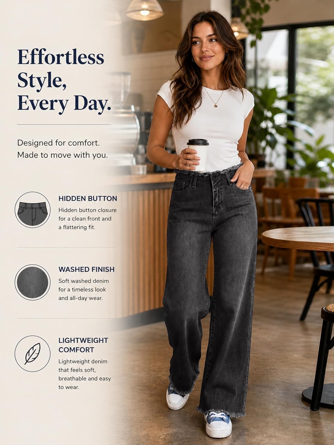 image:imageEMMIOL Womens 2026 Wide Leg Jeans Distress Mid Waist Stretchy Denim Pants Vintage Y2K TrousersCblack