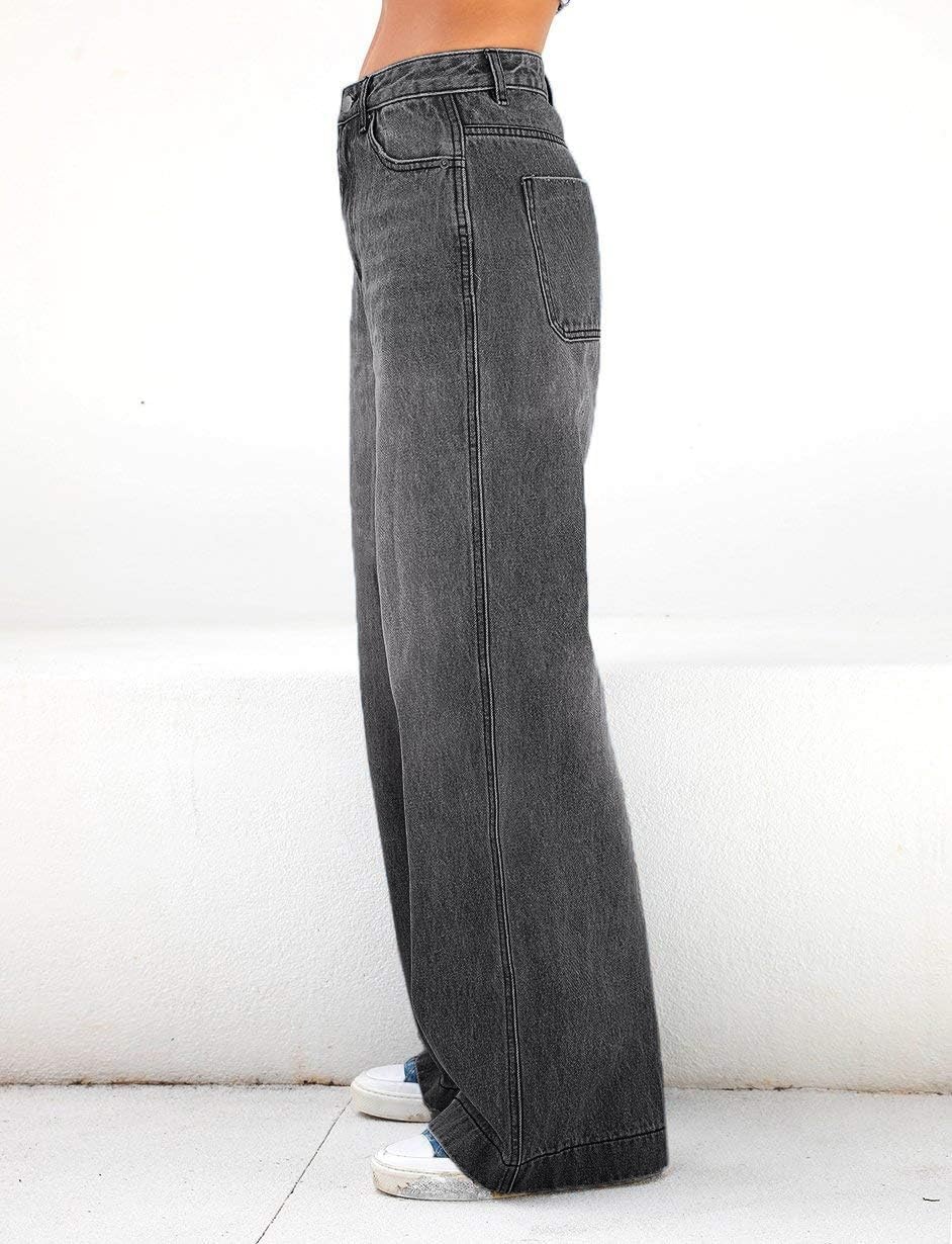 image:imageEMMIOL Womens 2026 Wide Leg Jeans Distress Mid Waist Stretchy Denim Pants Vintage Y2K TrousersDark Greya171