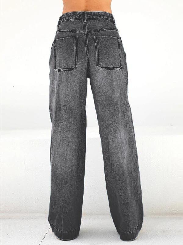 image:imageEMMIOL Womens 2026 Wide Leg Jeans Distress Mid Waist Stretchy Denim Pants Vintage Y2K TrousersDark Greya171