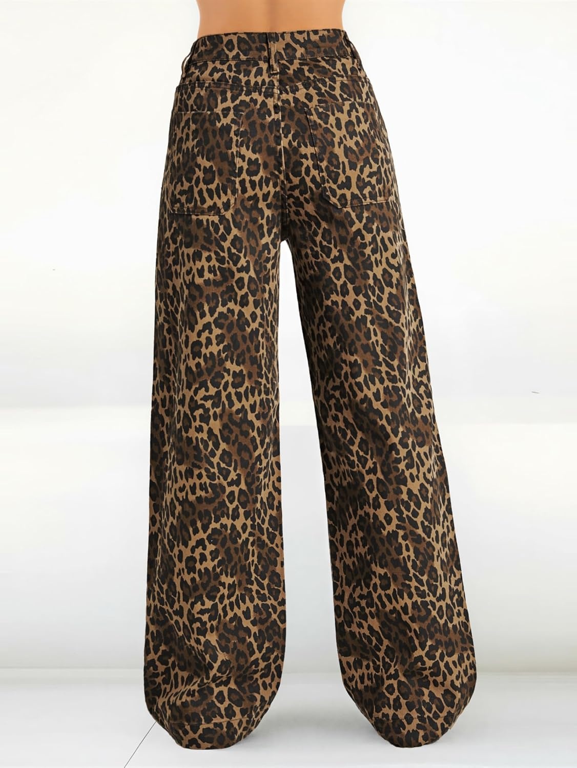 image:imageEMMIOL Womens 2026 Wide Leg Jeans Distress Mid Waist Stretchy Denim Pants Vintage Y2K TrousersLeopard Printstyle1