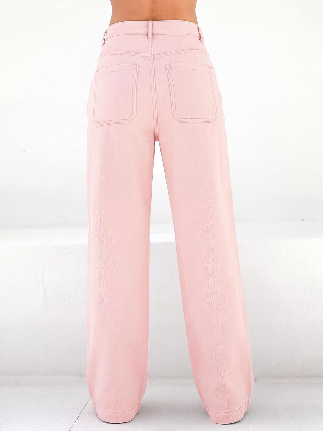 image:imageEMMIOL Womens 2026 Wide Leg Jeans Distress Mid Waist Stretchy Denim Pants Vintage Y2K TrousersPink