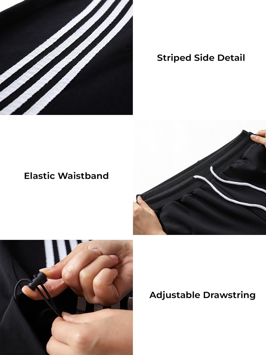 image:imageEMMIOL Y2K Striped Barrel Sweatpants for Women Baggy High Waisted Wide Leg Joggers with Drawstring Waist Adjustable CuffsBlack