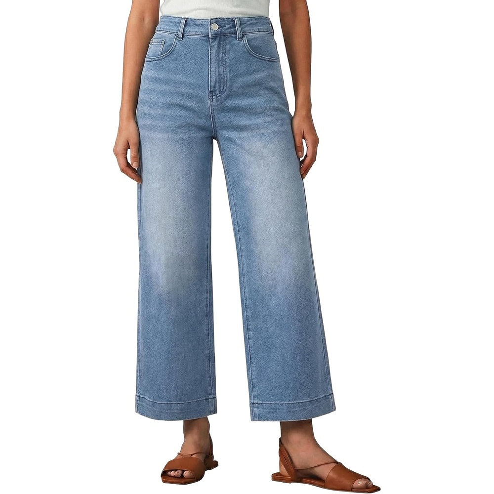 image:imageEMMIOL Womens 2026 Wide Leg Jeans Distress Mid Waist Stretchy Denim Pants Vintage Y2K TrousersLight Bluecropped