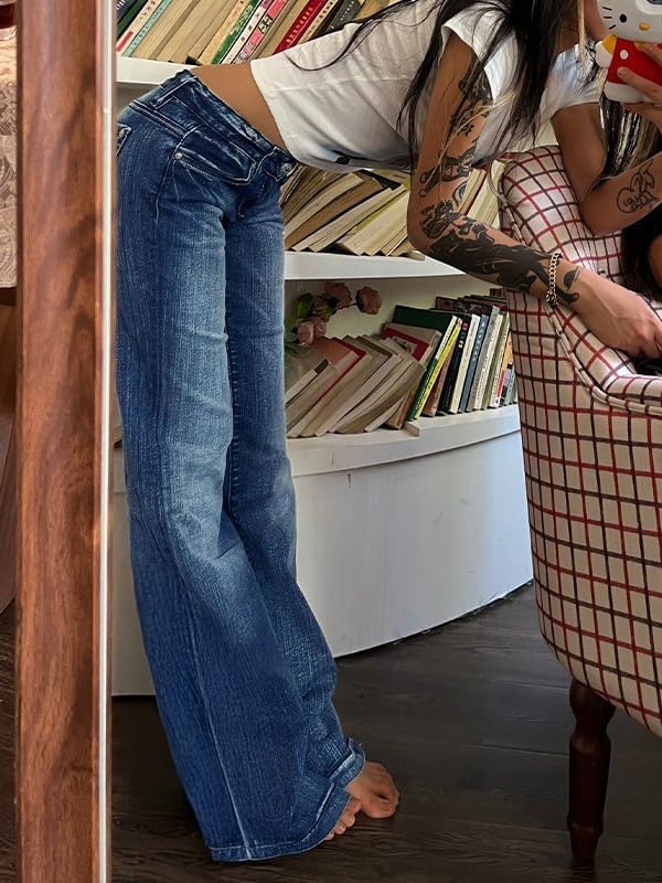 image:imageEMMIOL Women MidHigh Waisted Flare Jeans Y2K 90s Vintage Stretchy Bootcut BBL Denim Pants Bell BottomFaded Denim