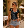 EMMIOL Y2K Fairy Grunge Short Sleeve Shirts for Women Vintage Floral Graphic V Neck Cute Going Out Tops Emo Summer Tee(Black-164)