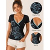 EMMIOL Y2K Fairy Grunge Short Sleeve Shirts for Women Vintage Floral Graphic V Neck Cute Going Out Tops Emo Summer Tee(Navy Blue-164)