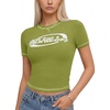 EMMIOL Y2K Fairy Grunge Short Sleeve Shirts for Women Vintage Floral Graphic V Neck Cute Going Out Tops Emo Summer Tee(Green)