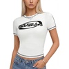 EMMIOL Y2K Fairy Grunge Short Sleeve Shirts for Women Vintage Floral Graphic V Neck Cute Going Out Tops Emo Summer Tee(White)